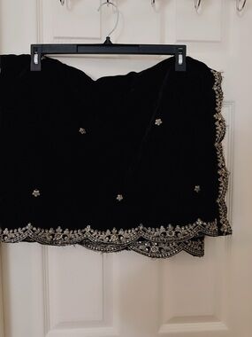 Black Velvet Embellished big size scarf ( shaal)